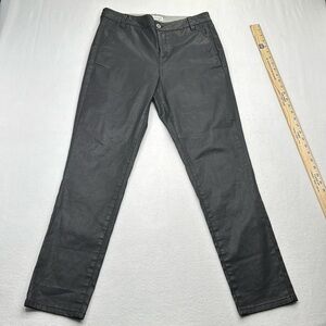 Madewell Coated Denim Rivington Trousers size 6 style # 07222 black leather like